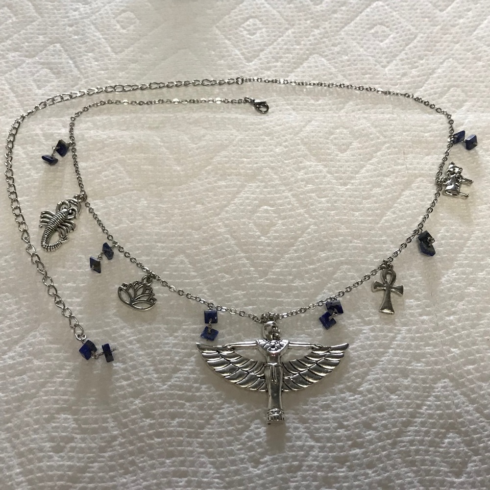“Great Mother Isis” Goddess Egyptian Mythology Handmade Necklace, Lapis Lazuli - Picture 11 of 15